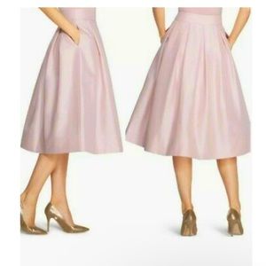 White House, Black Market. Pink Rose Mist Full Taffetta Pleated skirt. Size 14